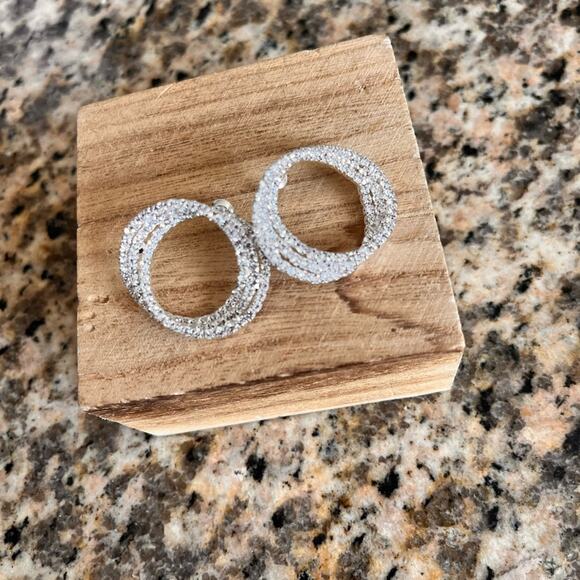 Sparkly hoop post earrings - Picture 1 of 2